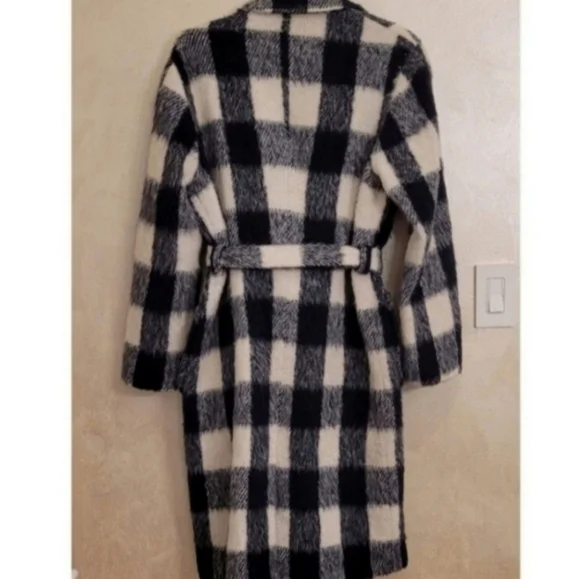NWT SEA NEW YORK GINGHAM WOOL BLEND BELTED COAT - Picture 5 of 8